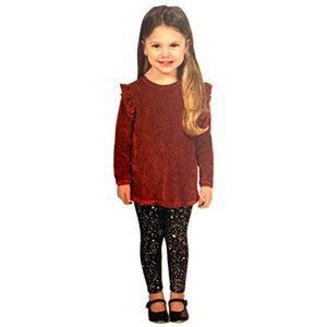 Girls' 2 Piece Leggings Set Outfit, Red Velvet